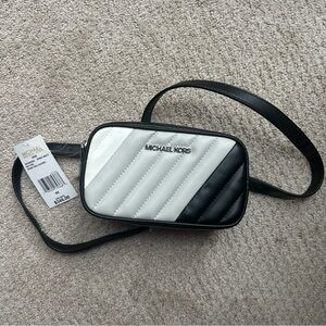 NWT Michael Kors Quilted Black and White Belt Bag